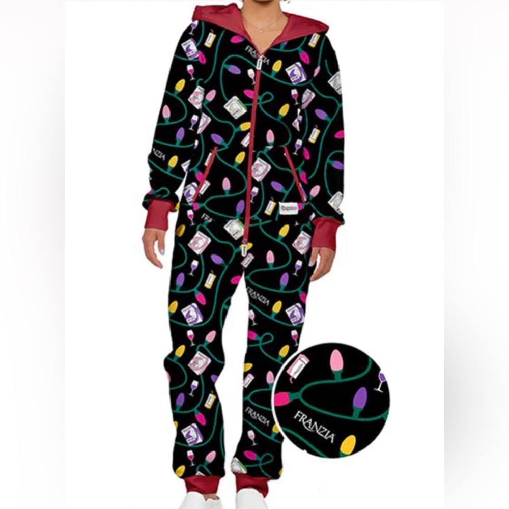 Franzia onesie Christmas tipsy elves large